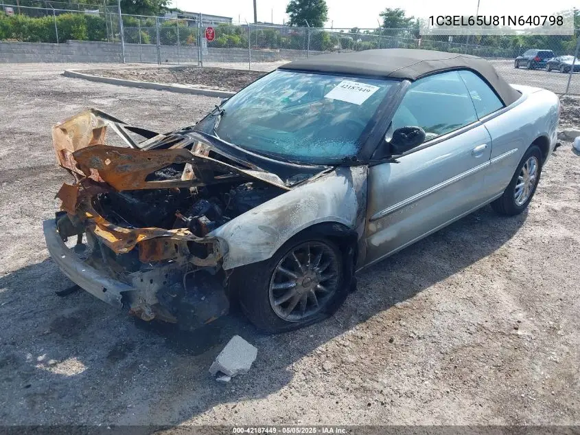 2001 Chrysler Sebring Limited VIN: 1C3EL65U81N640798 Lot: 42187449