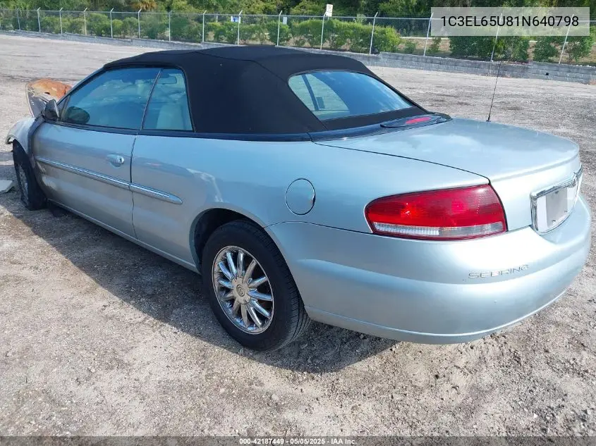 2001 Chrysler Sebring Limited VIN: 1C3EL65U81N640798 Lot: 42187449