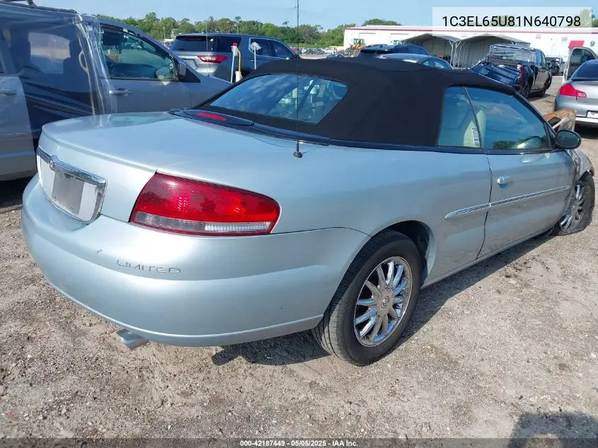 2001 Chrysler Sebring Limited VIN: 1C3EL65U81N640798 Lot: 42187449