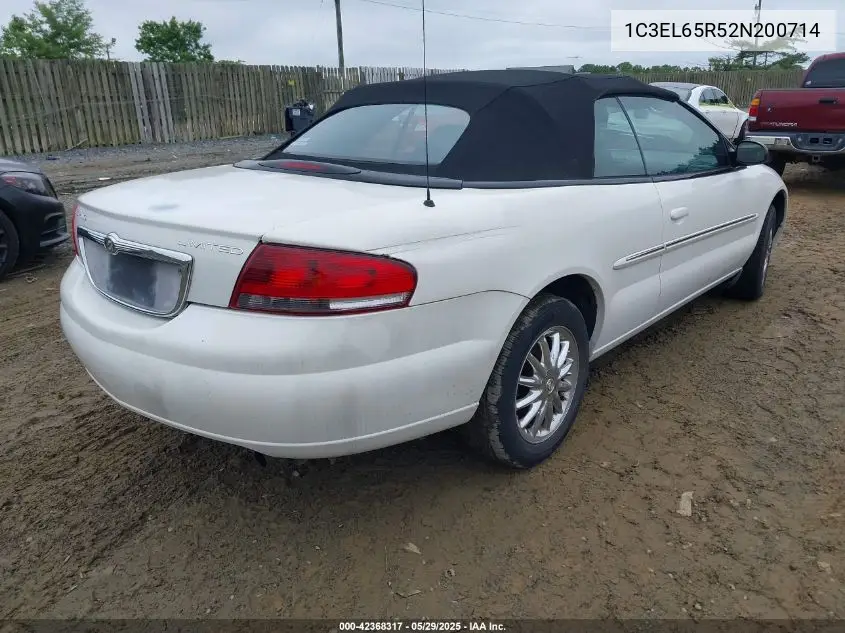 2002 Chrysler Sebring Limited VIN: 1C3EL65R52N200714 Lot: 42368317