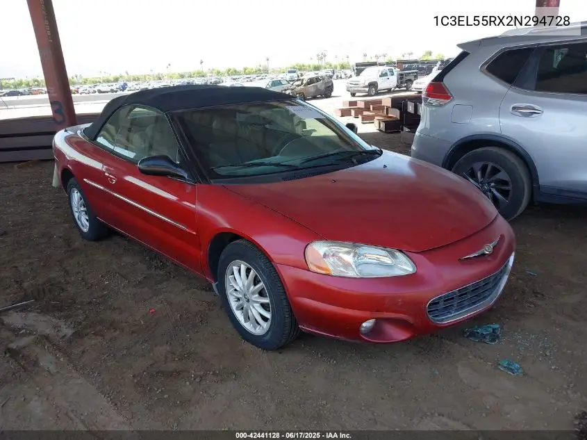 2002 Chrysler Sebring Lxi VIN: 1C3EL55RX2N294728 Lot: 42441128