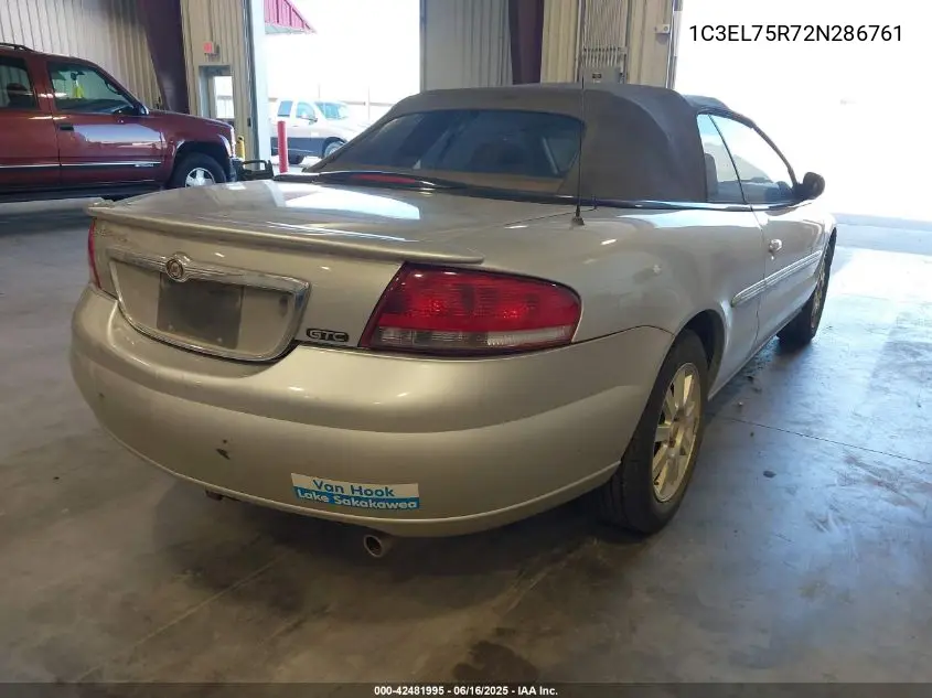 2002 Chrysler Sebring Gtc VIN: 1C3EL75R72N286761 Lot: 42481995