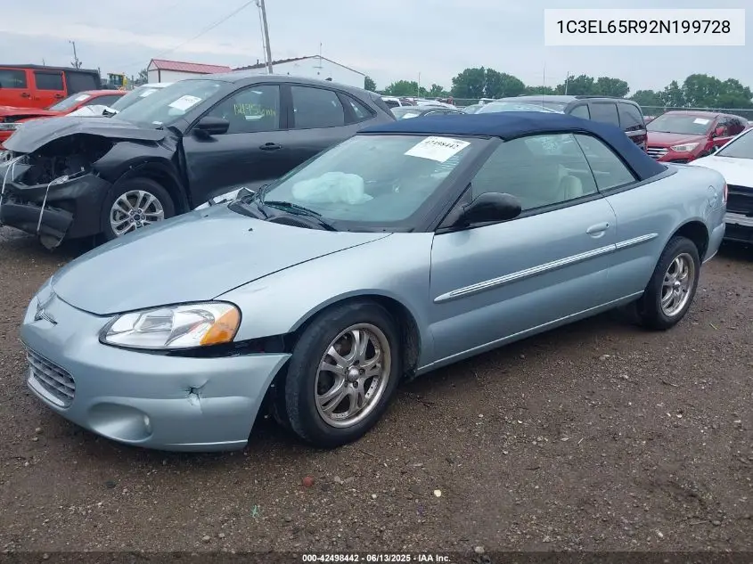2002 Chrysler Sebring Limited VIN: 1C3EL65R92N199728 Lot: 42498442