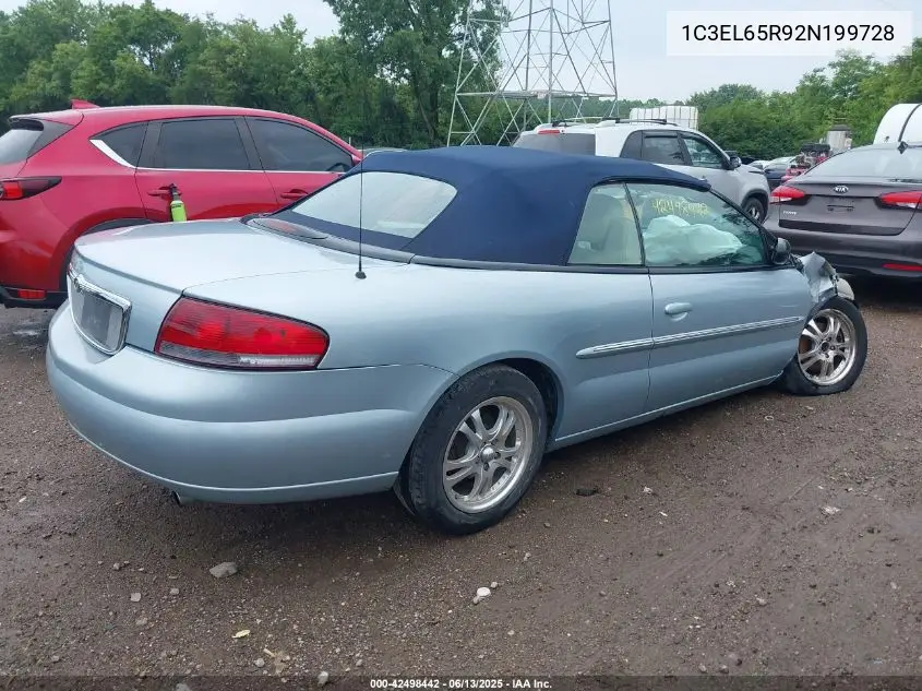 2002 Chrysler Sebring Limited VIN: 1C3EL65R92N199728 Lot: 42498442