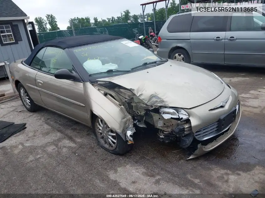 2002 Chrysler Sebring Limited VIN: 1C3EL65R52N113685 Lot: 42527549
