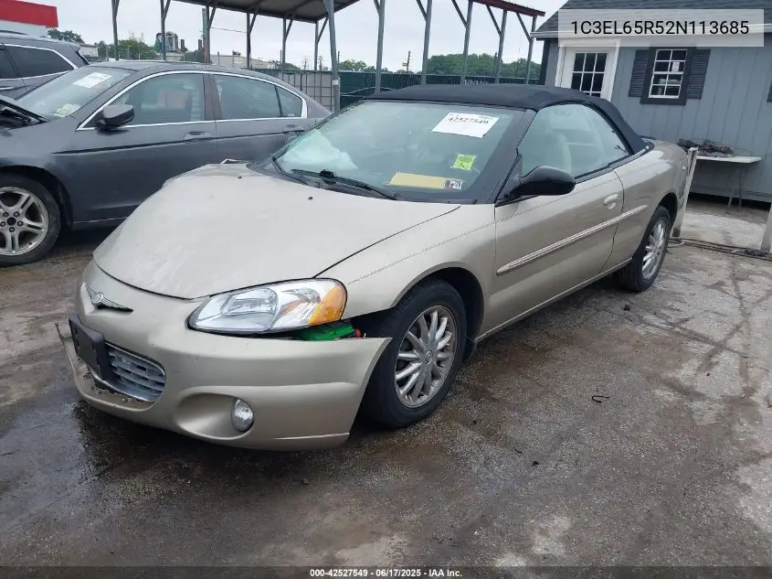 2002 Chrysler Sebring Limited VIN: 1C3EL65R52N113685 Lot: 42527549