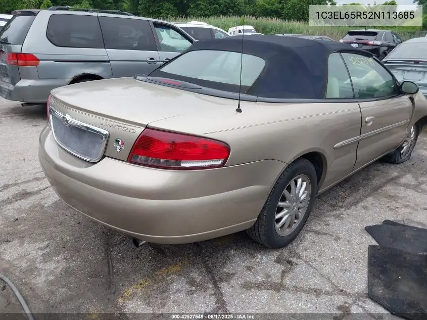 2002 Chrysler Sebring Limited VIN: 1C3EL65R52N113685 Lot: 42527549