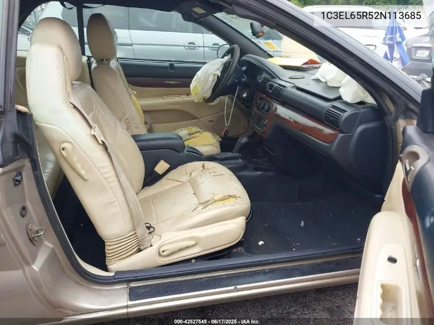 2002 Chrysler Sebring Limited VIN: 1C3EL65R52N113685 Lot: 42527549