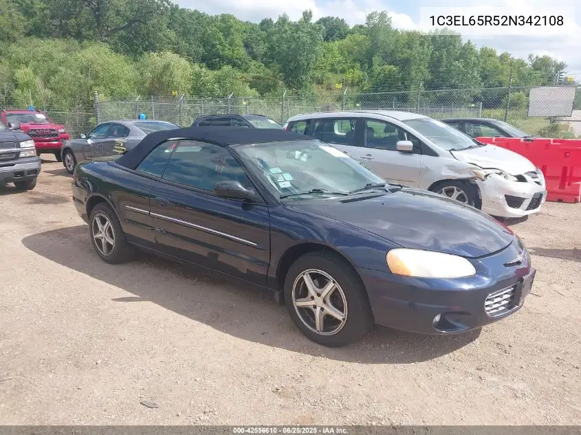 2002 Chrysler Sebring Limited VIN: 1C3EL65R52N342108 Lot: 42556610