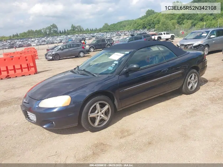 2002 Chrysler Sebring Limited VIN: 1C3EL65R52N342108 Lot: 42556610