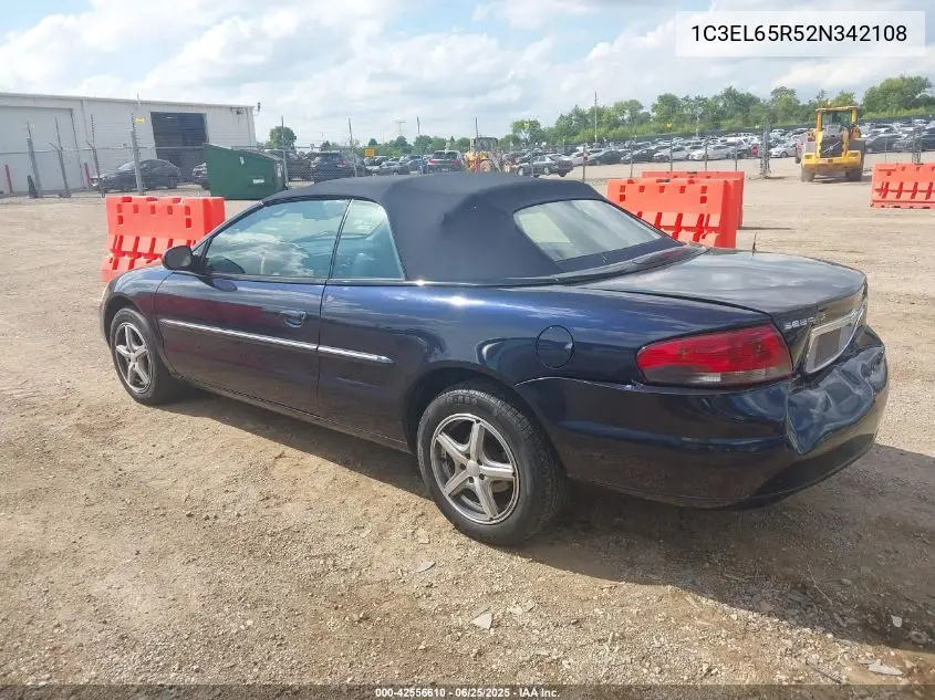 2002 Chrysler Sebring Limited VIN: 1C3EL65R52N342108 Lot: 42556610