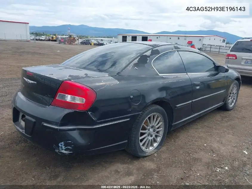 2003 Chrysler Sebring Lxi VIN: 4C3AG52H93E196143 Lot: 42316629