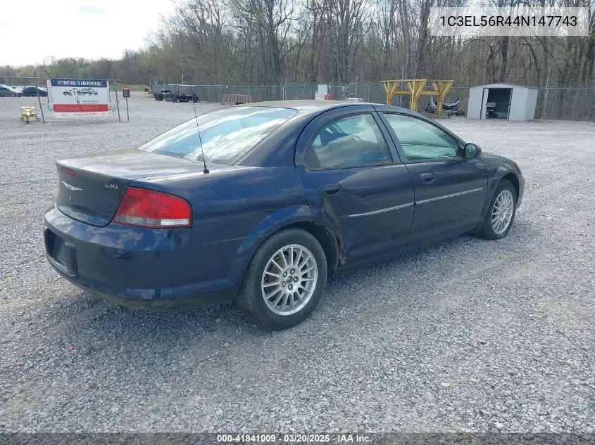 2004 Chrysler Sebring Lxi VIN: 1C3EL56R44N147743 Lot: 41841009