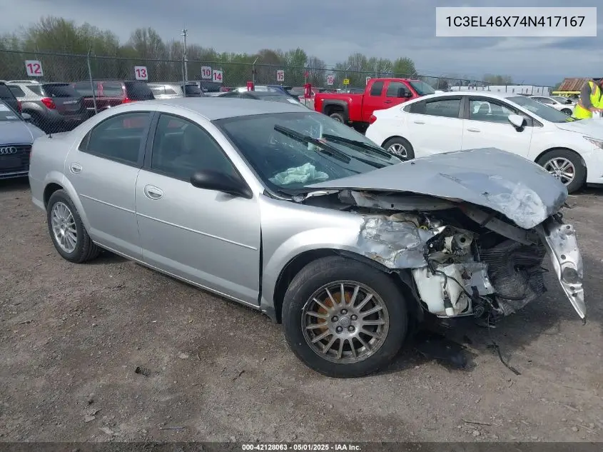 2004 Chrysler Sebring VIN: 1C3EL46X74N417167 Lot: 42128063