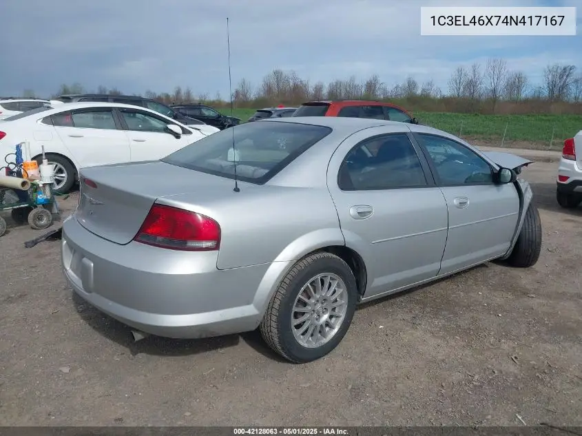 2004 Chrysler Sebring VIN: 1C3EL46X74N417167 Lot: 42128063
