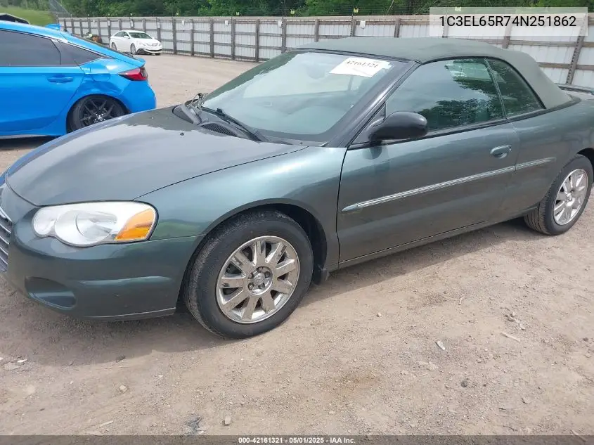 2004 Chrysler Sebring Limited VIN: 1C3EL65R74N251862 Lot: 42161321
