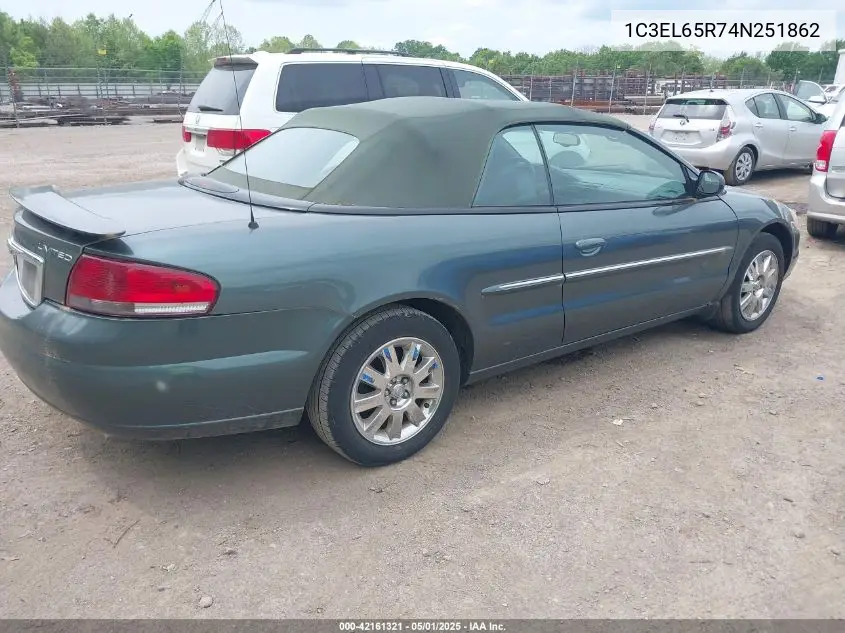 2004 Chrysler Sebring Limited VIN: 1C3EL65R74N251862 Lot: 42161321
