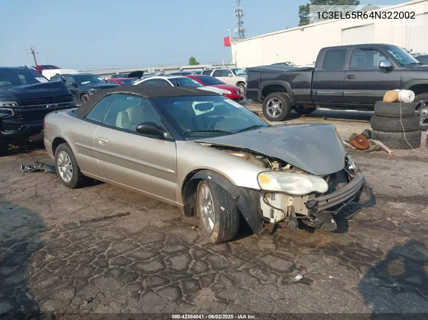 2004 Chrysler Sebring Limited VIN: 1C3EL65R64N322002 Lot: 42384041