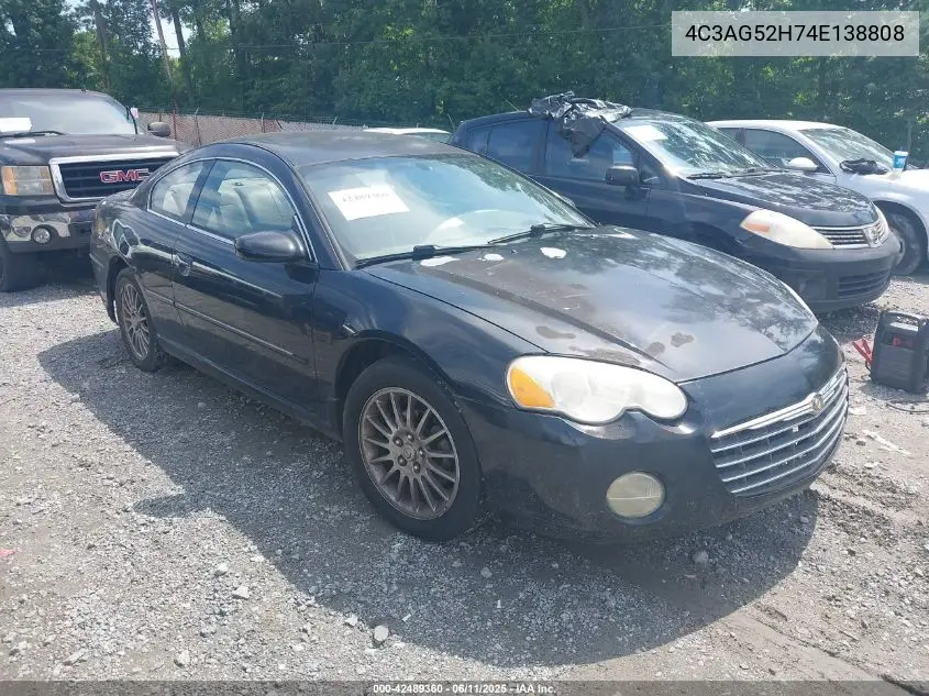 2004 Chrysler Sebring Limited VIN: 4C3AG52H74E138808 Lot: 42489360