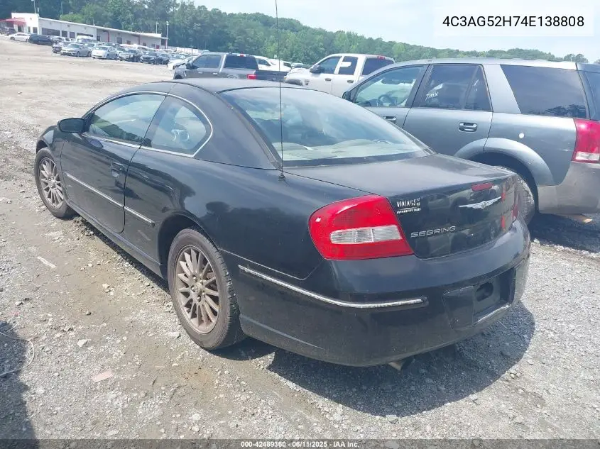 2004 Chrysler Sebring Limited VIN: 4C3AG52H74E138808 Lot: 42489360