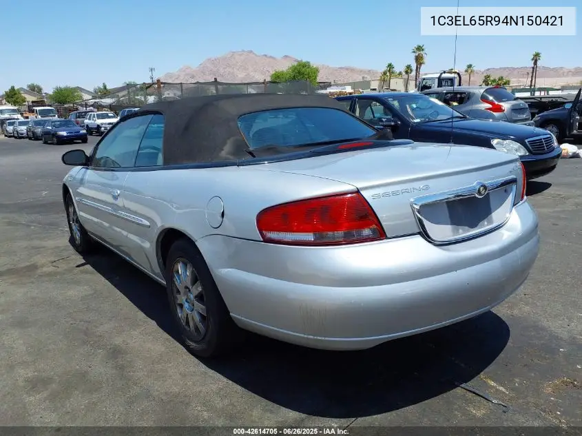 2004 Chrysler Sebring Limited VIN: 1C3EL65R94N150421 Lot: 42614705