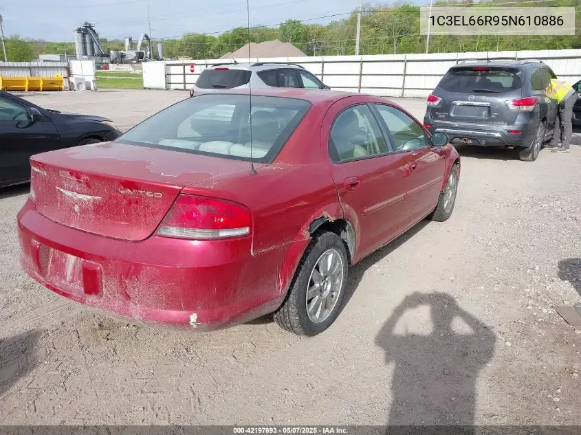 2005 Chrysler Sebring Limited VIN: 1C3EL66R95N610886 Lot: 42197893