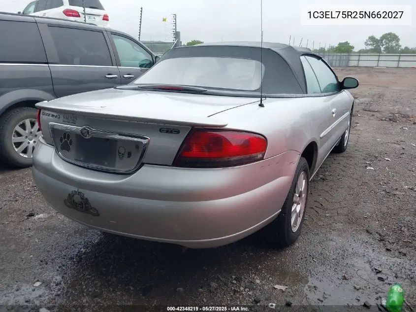 2005 Chrysler Sebring Gtc VIN: 1C3EL75R25N662027 Lot: 42348219