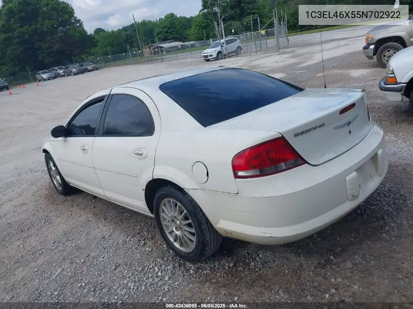 2005 Chrysler Sebring VIN: 1C3EL46X55N702922 Lot: 42436095