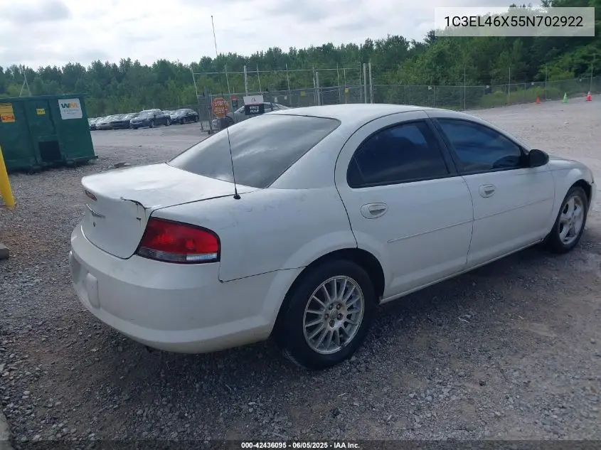 2005 Chrysler Sebring VIN: 1C3EL46X55N702922 Lot: 42436095