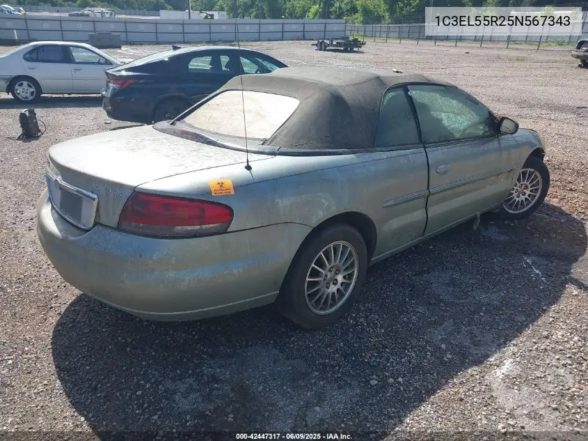 2005 Chrysler Sebring Touring VIN: 1C3EL55R25N567343 Lot: 42447317
