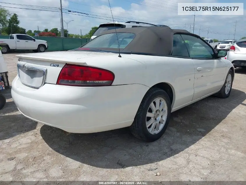 2005 Chrysler Sebring Gtc VIN: 1C3EL75R15N625177 Lot: 42507061