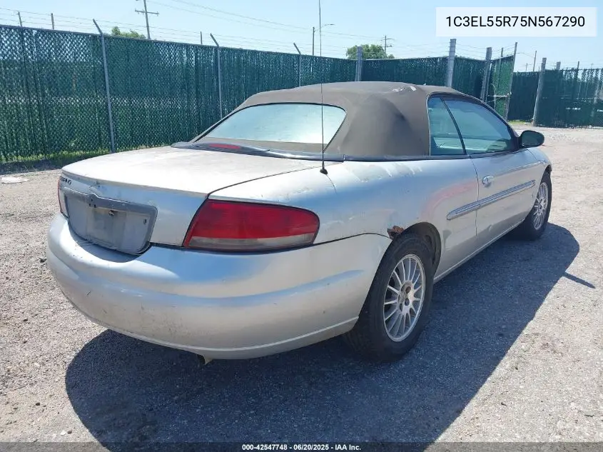 2005 Chrysler Sebring Touring VIN: 1C3EL55R75N567290 Lot: 42547748