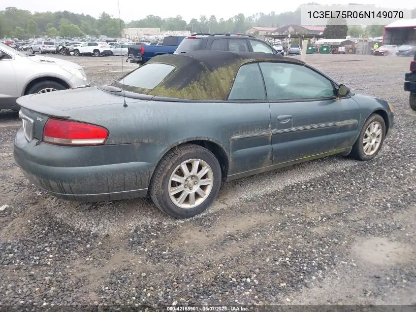 2006 Chrysler Sebring Gtc VIN: 1C3EL75R06N149070 Lot: 42165901