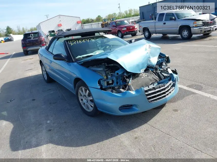 2006 Chrysler Sebring Gtc VIN: 1C3EL75R76N100321 Lot: 42188430