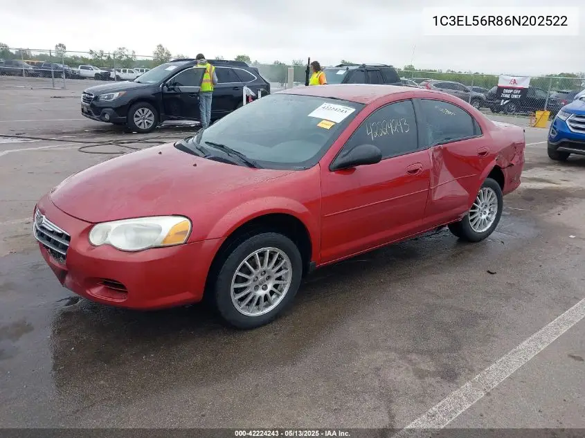 2006 Chrysler Sebring Touring VIN: 1C3EL56R86N202522 Lot: 42224243