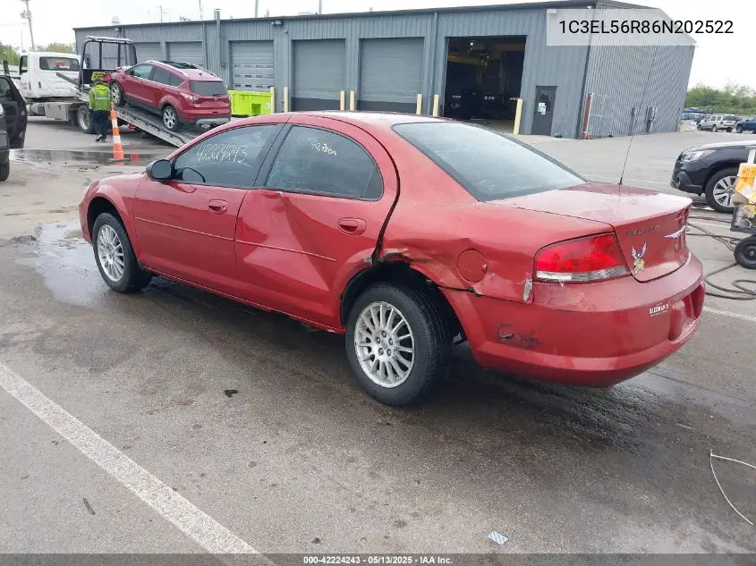 2006 Chrysler Sebring Touring VIN: 1C3EL56R86N202522 Lot: 42224243