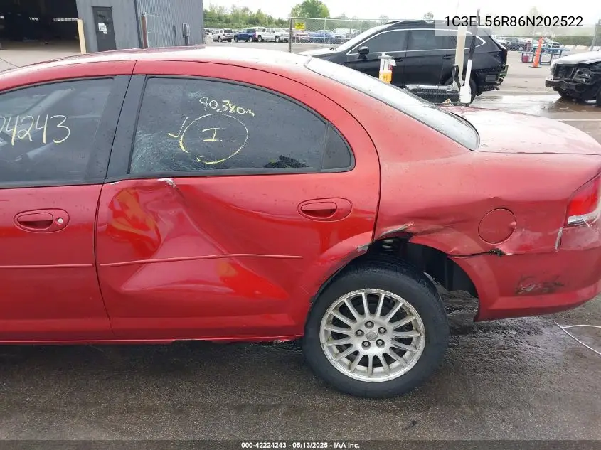 2006 Chrysler Sebring Touring VIN: 1C3EL56R86N202522 Lot: 42224243