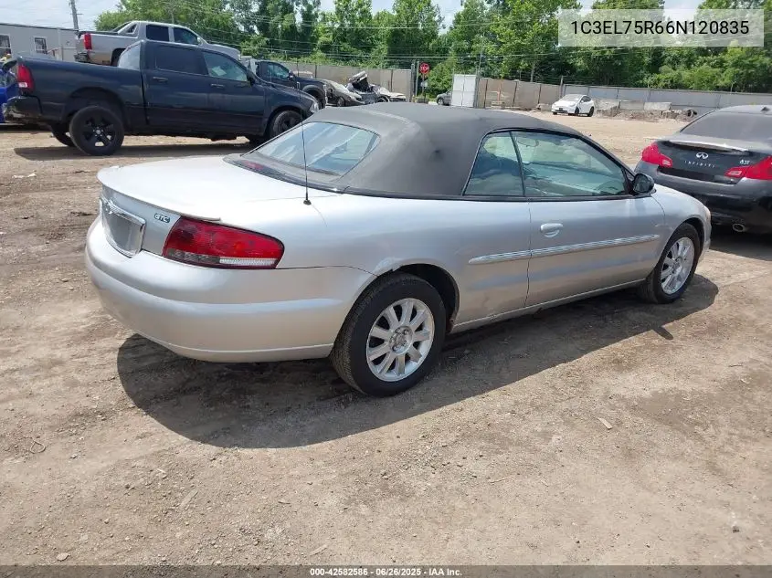 2006 Chrysler Sebring Gtc VIN: 1C3EL75R66N120835 Lot: 42582586