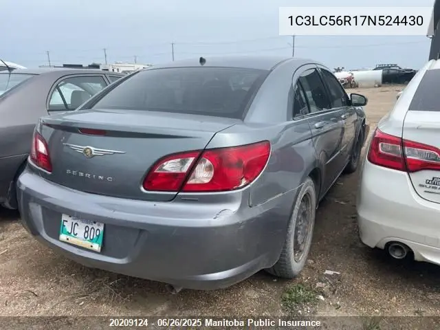 2007 Chrysler Sebring Touring VIN: 1C3LC56R17N524430 Lot: 20209124