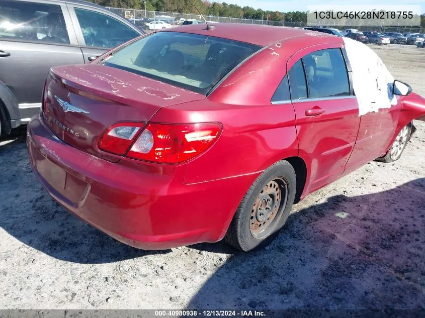 2008 Chrysler Sebring Lx VIN: 1C3LC46K28N218755 Lot: 40980938