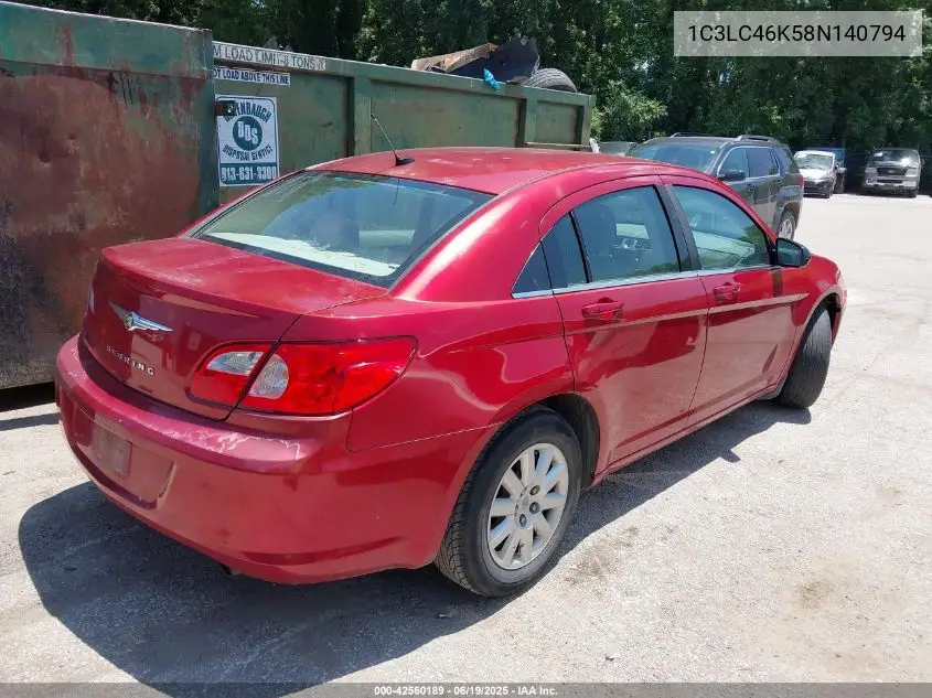 2008 Chrysler Sebring Lx VIN: 1C3LC46K58N140794 Lot: 42560189