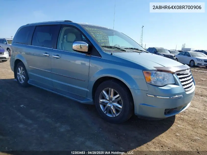 2008 Chrysler Town & Country Limited VIN: 2A8HR64X08R700906 Lot: 12303453