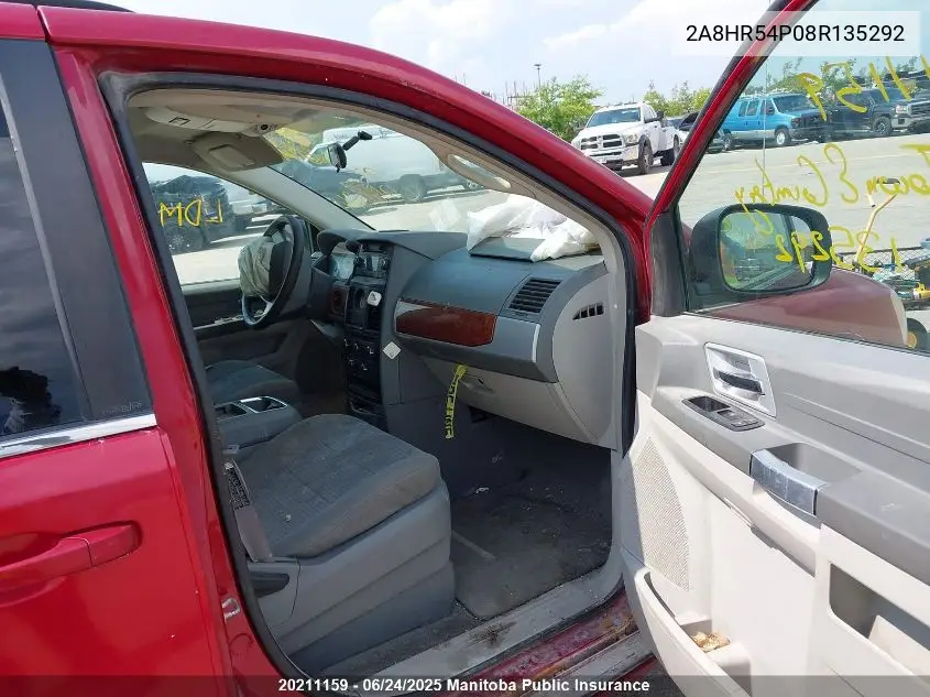 2008 Chrysler Town & Country Touring VIN: 2A8HR54P08R135292 Lot: 20211159