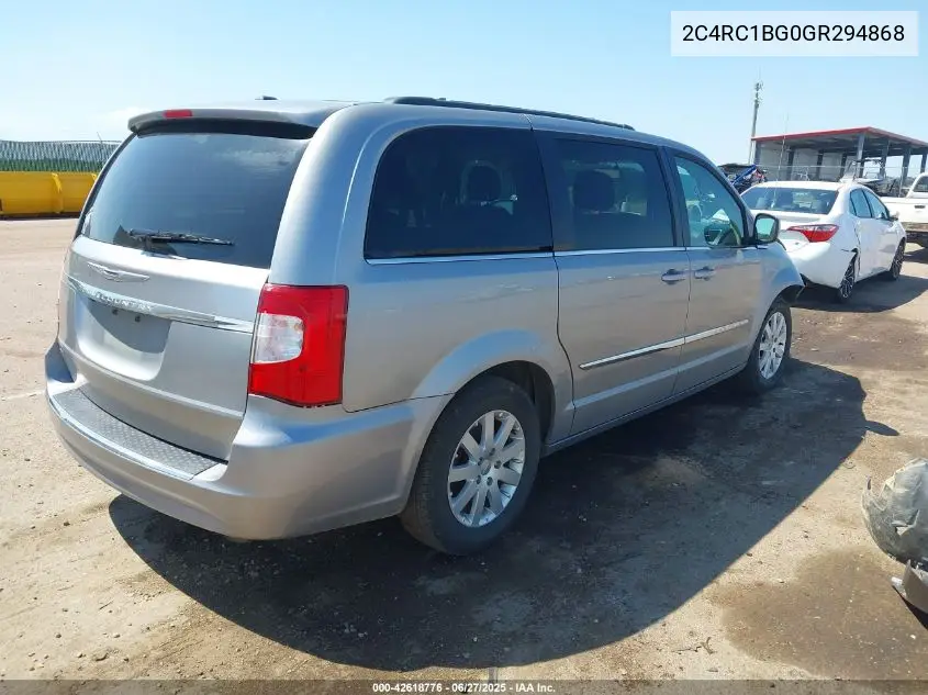 2016 Chrysler Town & Country Touring VIN: 2C4RC1BG0GR294868 Lot: 42618776