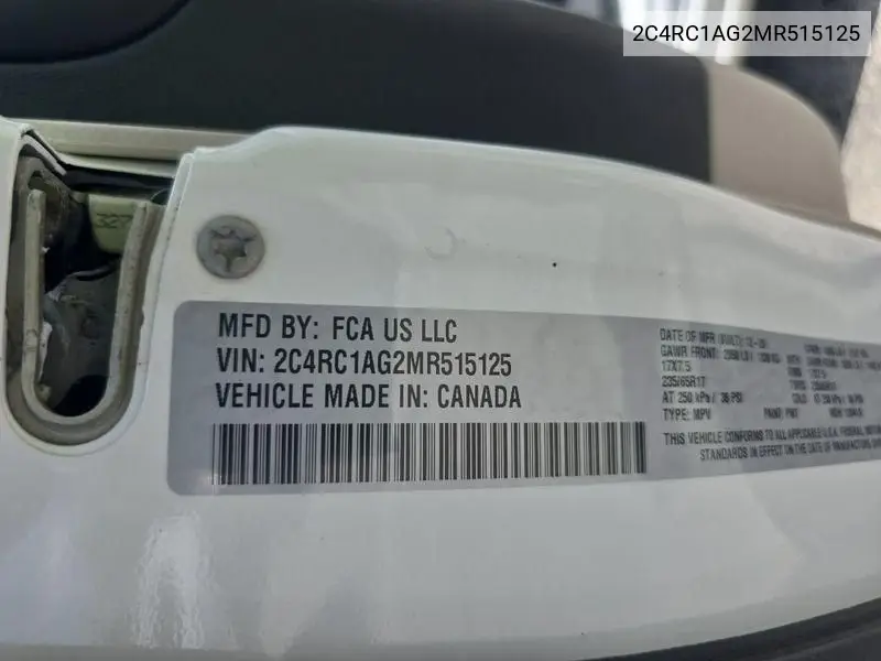 2021 Chrysler Voyager L VIN: 2C4RC1AG2MR515125 Lot: 42633668