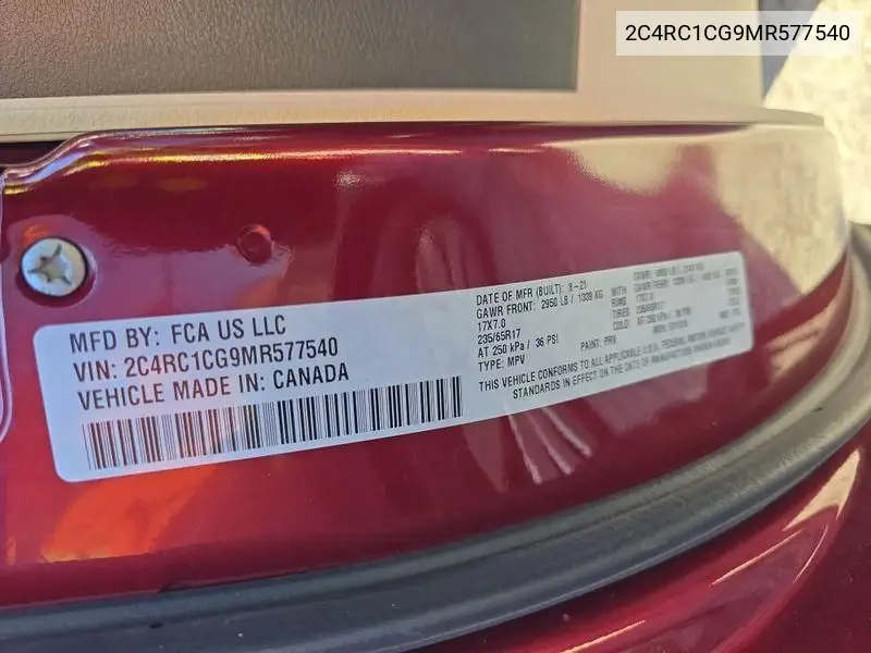 2021 Chrysler Voyager Lx VIN: 2C4RC1CG9MR577540 Lot: 42633671