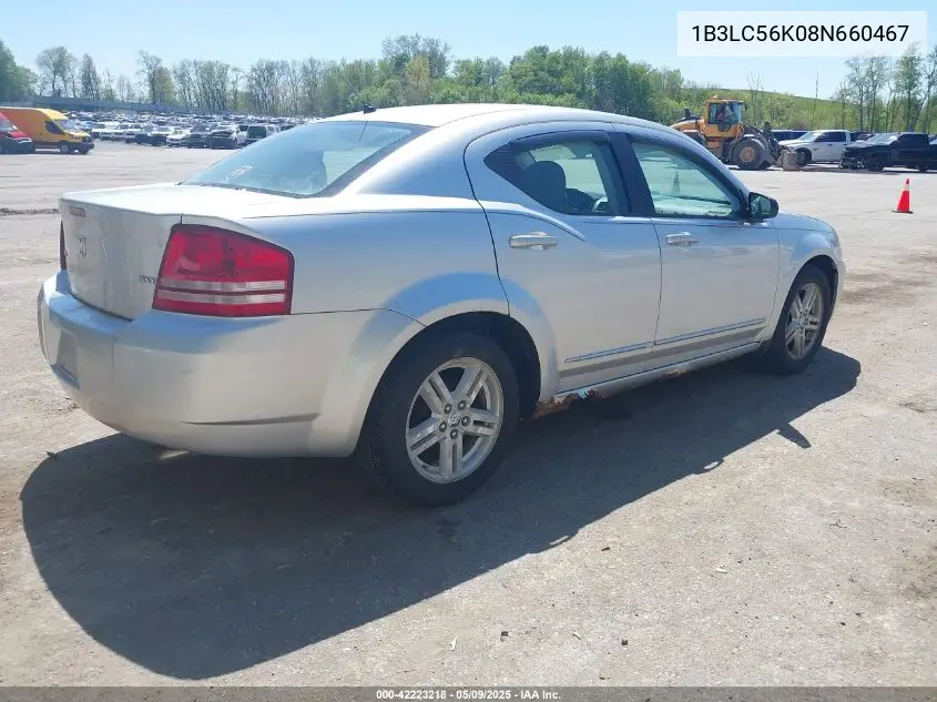 2008 Dodge Avenger Sxt VIN: 1B3LC56K08N660467 Lot: 42223218