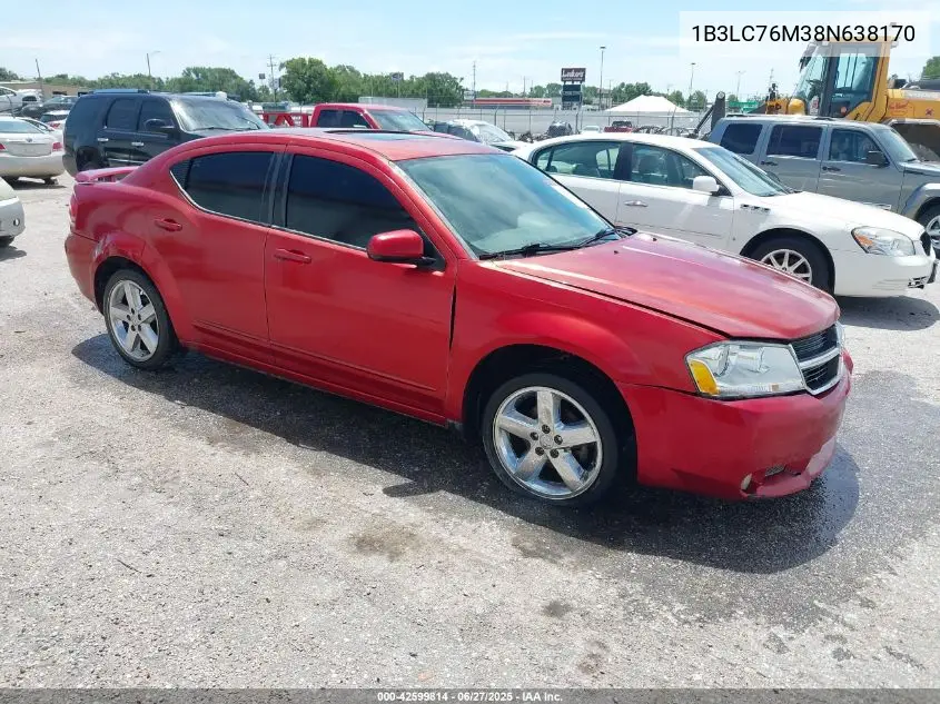 2008 Dodge Avenger R/T VIN: 1B3LC76M38N638170 Lot: 42599814