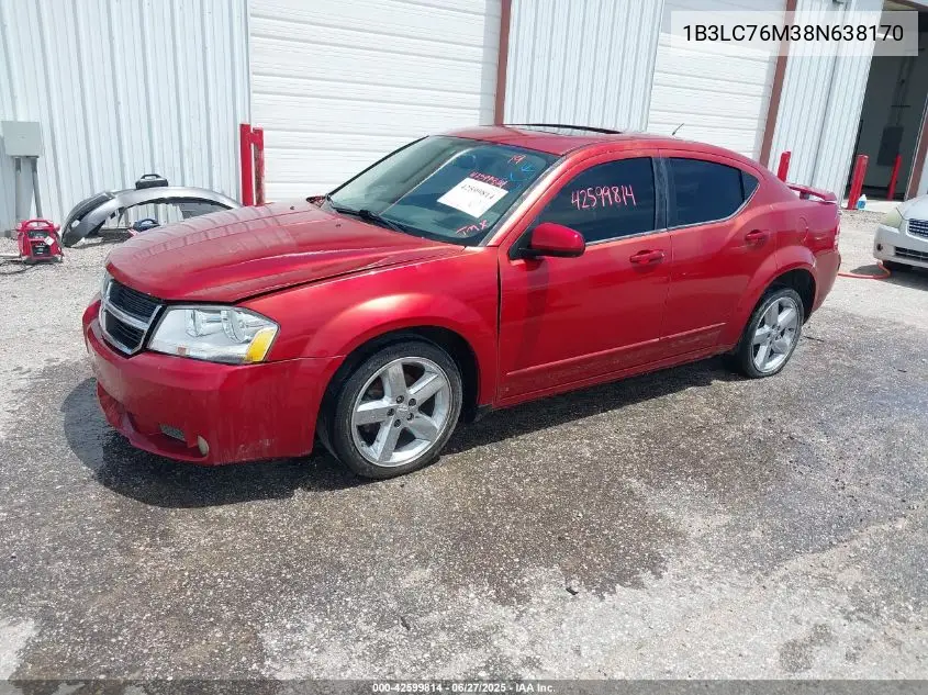2008 Dodge Avenger R/T VIN: 1B3LC76M38N638170 Lot: 42599814