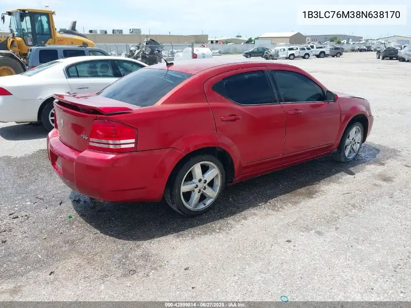 2008 Dodge Avenger R/T VIN: 1B3LC76M38N638170 Lot: 42599814